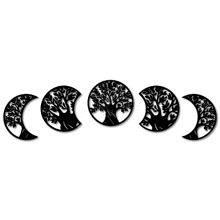 Wood Moon Phase Pendant Decoration HJEW-WH20013-005-1