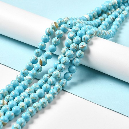 Synthetic Turquoise and Sea Shell Assembled Beads Strands G-D482-01E-07-1