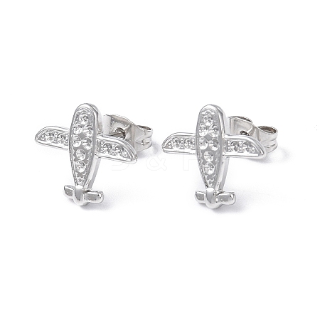 Non-Tarnish 304 Stainless Steel Plane Stud Earring Findings EJEW-I285-14P-1