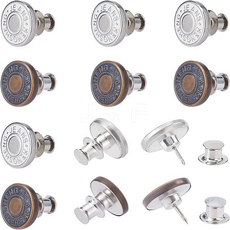  12 Sets 2 Style Iron & Zinc Alloy Button Pins for Jeans BUTT-NB0001-39-1