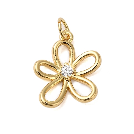 Rack Plating Brass & Clear Cubic Zirconia  Pendants X-KK-S372-18G-1