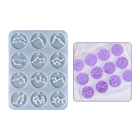 Twelve Constellations Round Pendants Silicone Molds LS-DIY-G073-01-1