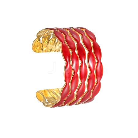 Oval 304 Stainless Steel Cuff Bangles BJEW-F525-03D-G-1