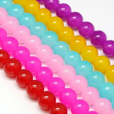 Imitation Jade Glass Round Bead Strands GLAA-A022C-12mm-M-1