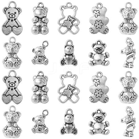 100Pcs 10 Styles Tibetan Style Alloy Pendants TIBEP-CJ0003-11-1