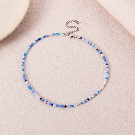 Bohemian Styles Faceted Round Glass Seed Beaded Necklaces for Women WGF25DA-02-1