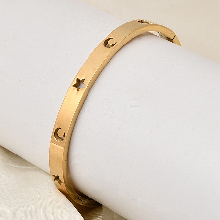 304 Stainless Steel Hinged Bangles for Women BJEW-D408-20G-1