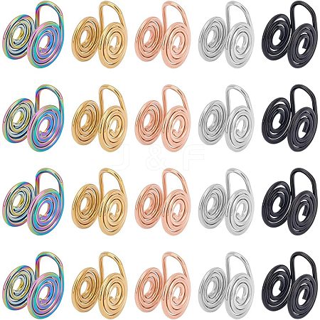 40Pcs 5 Style 304 Stainless Steel Spiral Pad Cuff Earrings KK-UN0001-21-1