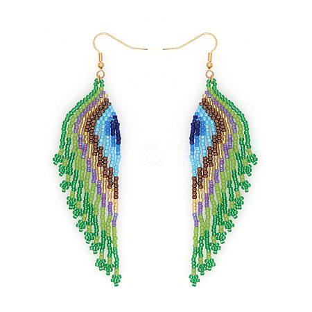 Bohemian Handmade Glass Seed Beads Tassel Dangle Earrings CB9270-3-1