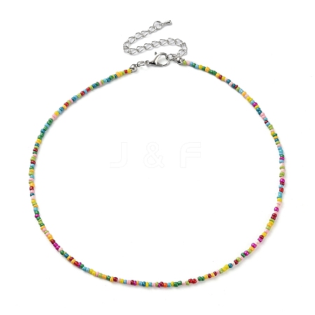 Glass Beaded Necklace NJEW-Z029-05H-1