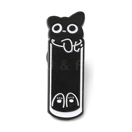Black Cat with Cup Alloy Enamel Brooch JEWB-E022-04EB-07-1