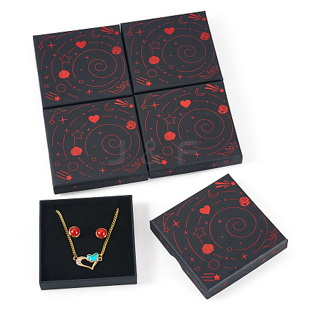 5Pcs Hot Stamping Planet Cardboard Jewelry Packaging Boxes CON-TA0001-44D-1