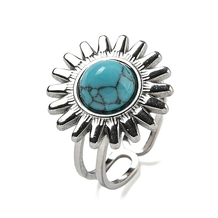 Sun 304 Stainless Steel Open Cuff Rings STAS-Z060-08P-06-1