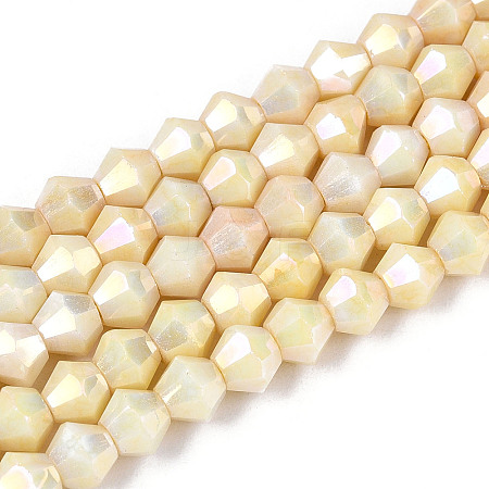 Anti-Tarnish Electroplate Bicone Glass Beads Strands EGLA-T021-4mm-16-10-1