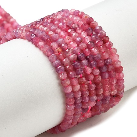 Faceted Rondelle Natural Red Tourmaline Bead Strands G-F289-45-1