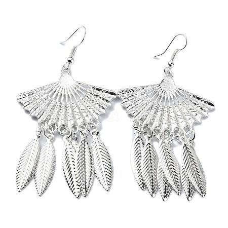Silver Alloy Chandelier Earrings LS-EJEW-D092-02A-S-1