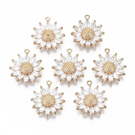 Brass Micro Pave Cubic Zirconia Pendants X-KK-S359-008-RS-1