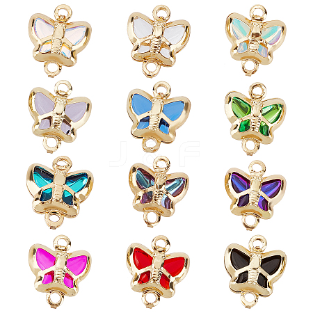 12Pcs 12 Colors Brass Glass Links Connectors KK-NB0001-76-1