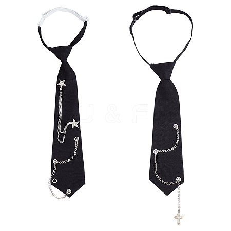 2Pcs 2 Styles Polyester Necktie for Unisex AJEW-OC0014-24-1