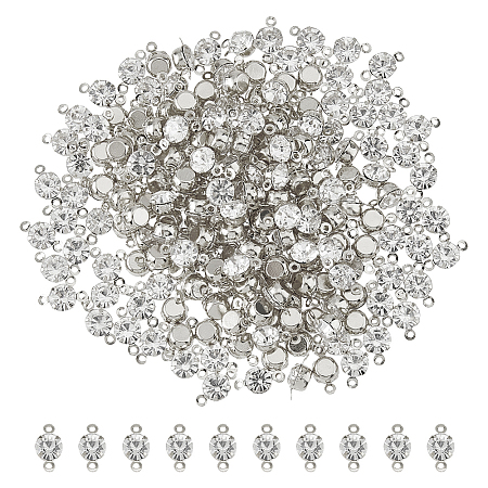 200Pcs Brass Pave Clear Cubic Zirconia Connector Charms KK-FH0007-70P-1