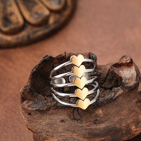 304 Stainless Steel Cuff Open Rings for Women WGBCB61-04-1