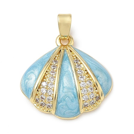Brass Enamel & Clear Cubic Zirconia Pendants KK-G603-01G-01-1