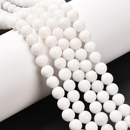 Natural White Jade Round Bead Strands G-O113-01-6mm-1