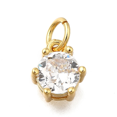 Brass Pave Cubic Zirconia Pendants KK-V002-23G-01-1