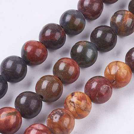 Natural Polychrome Jasper/Picasso Stone/Picasso Jasper Beads Strands G-E468-C01-6mm-1