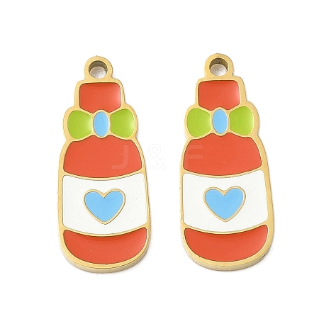 304 Stainless Steel Enamel Pendants X1-STAS-G360-04G-05-1