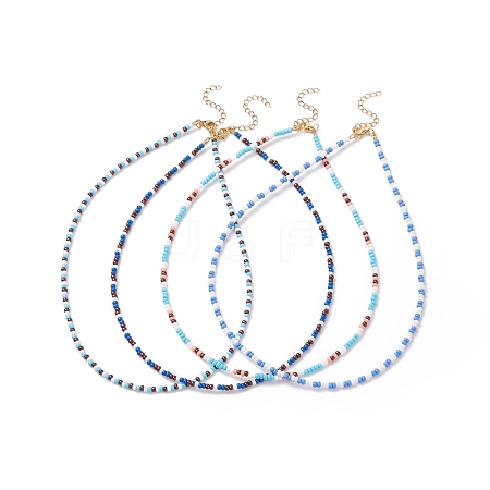 4Pcs 4 Colors Glass Seed Beaded Necklaces Set for Women NJEW-JN03950-1