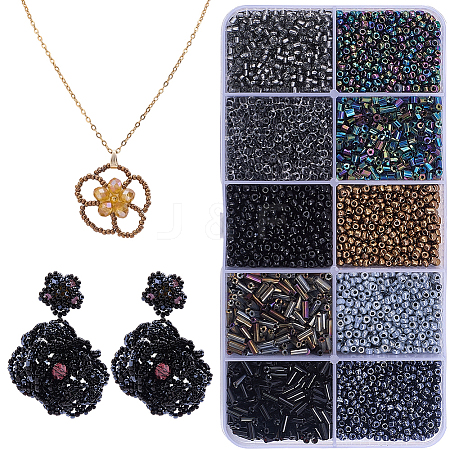 100G 10 Styles Glass Seed Beads SEED-PA0001-47-1