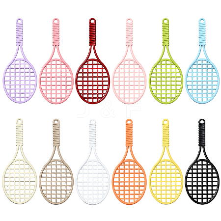 12Pcs 12 Colors Baking Paint Alloy Big Pendants FIND-SC0023-32-1