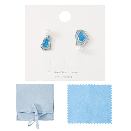 Brass Enamel Stud Earrings EJEW-TADJ0001-02-1