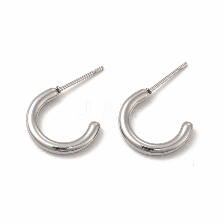 Non-Tarnish 304 Stainless Steel Ring Stud Earrings EJEW-C004-12C-P-1