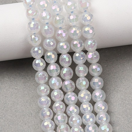 Electroplated Natural Agate Beads Strands G-B191-A07-6mm-01-1