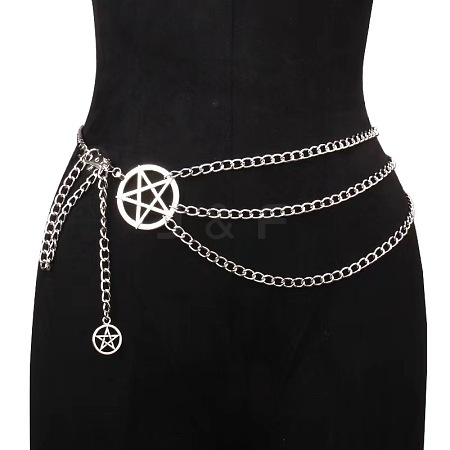 Pentagram Alloy with Aluminium 3 Layer Waist Belly Chains for Women FS-WGF67DF-01-1