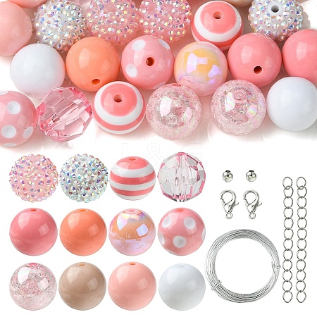 DIY Round Acrylic & Striped Resin Beads Pendants Making Kits DIY-YW0010-21B-1