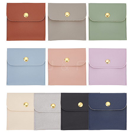  10Pcs 10 Colors PU Imitation Leather Jewelry Storage Bags ABAG-NB0001-94-1