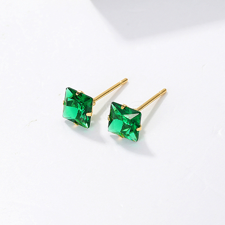 Fashionable Square Cubic Zirconia Stud Earrings LJ8719-1