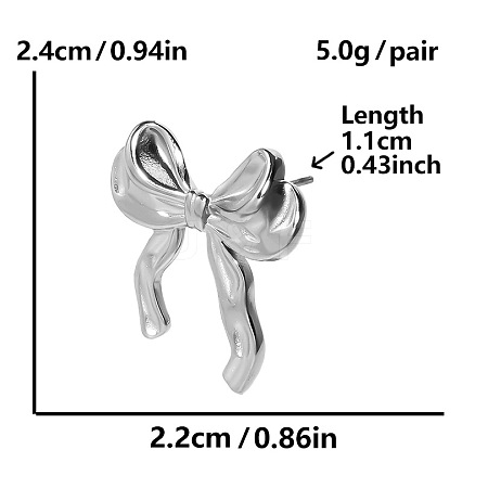 Sweet 304 Stainless Steel Bowknot Stud Earrings FM1995-1-1