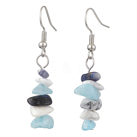 Natural Howlite & White Jade & Sodalite Dangle Earrings EJEW-JE06127-02-1