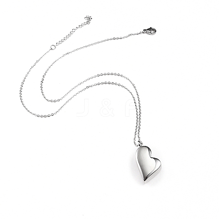 Non-Tarnish Stainless Steel Heart Urn Ashes Pendant Necklace BOTT-PW0007-08-1