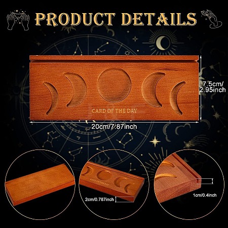 Moon Phase Pattern Wooden Tarot Card Holders WICR-PW0016-09-1