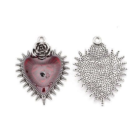 Baroque Style Alloy Red Enamel Pendants ENAM-CJC0010-14-1