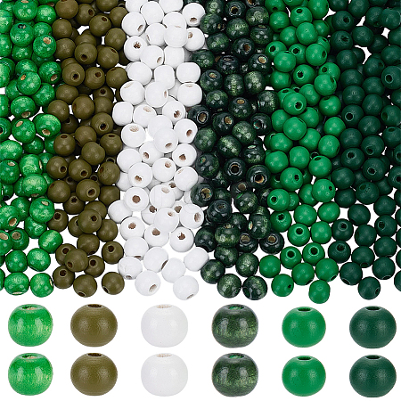 600Pcs 6 Colors Dyed Natural Wood Beads WOOD-SC0002-36-1