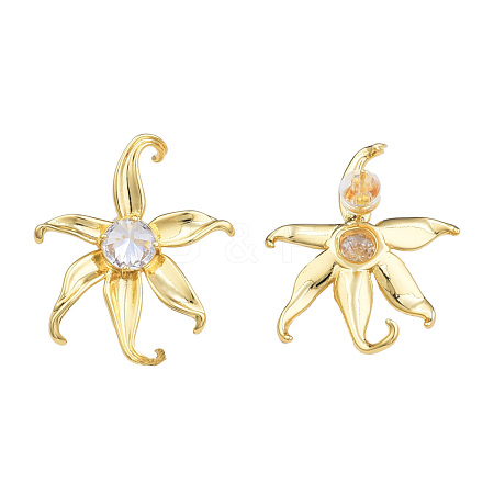 Cubic Zirconia Flower Stud Earrings EJEW-N011-63-1