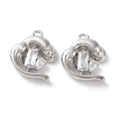 Brass Micro Pave Clear Cubic Zirconia Charms KK-G491-30P-1