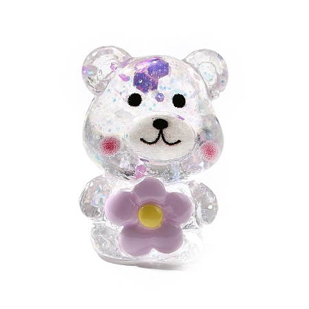 Transparent Resin Little Bear Ornament RESI-S015-01C-1