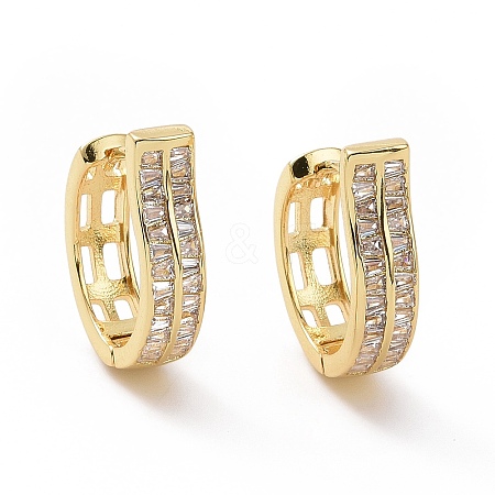 Cubic Zirconia Rectangle Earrings EJEW-E277-05G-01-1